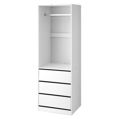 White Wardrobe Closet with Drawers & Hanging Rail – 185cm Vertical Storage Unit | Smart Storage AU