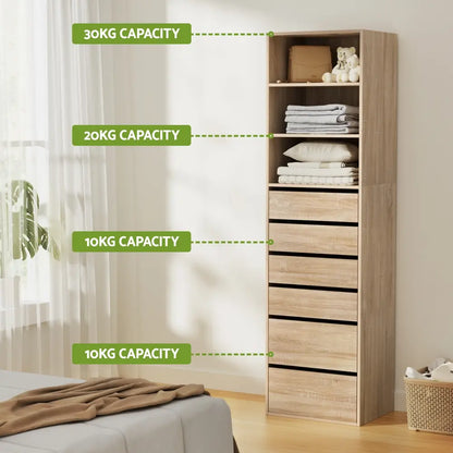 Wall-mounted wardrobe tower bedroom storage solution Australia