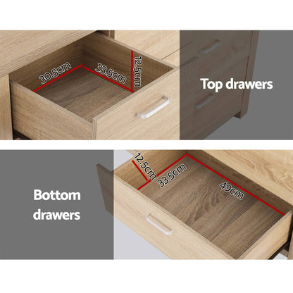 Artiss 7-Drawer Chest of Drawers – Maxi Storage in Pine Oak Finish