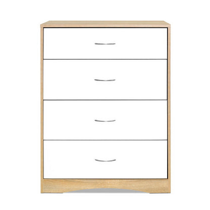 Artiss 4 Drawer Chest – Stylish White & Oak Bedroom Storage