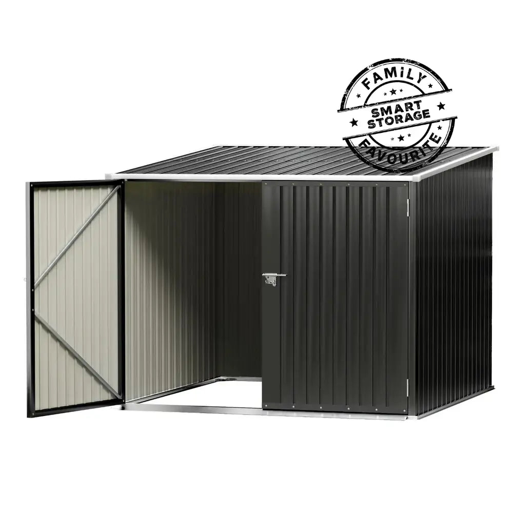 Black metal garden shed 2.06m x 1.96m with double doors for outdoor tool storage