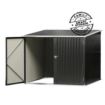 Black metal garden shed 2.06m x 1.96m with double doors for outdoor tool storage