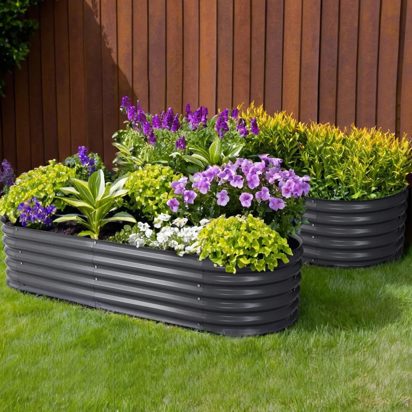 2x Oval Raised Garden Beds 160X80X42cm
