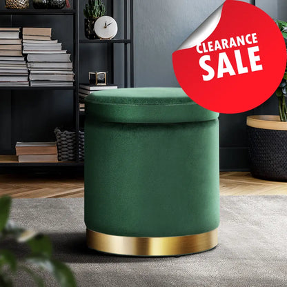 Green storage ottoman in lounge room - priced to clear for Clearance sales
