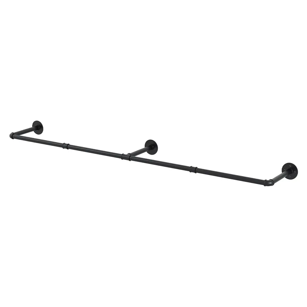 Artiss black wall mounted clothes rack 175cm with metal floating shelf design