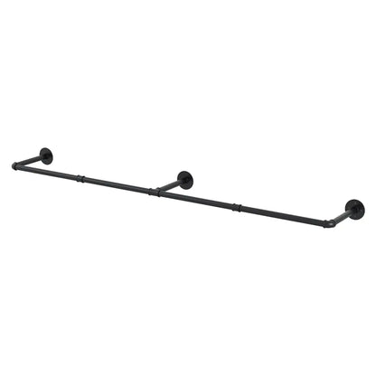 Artiss black wall mounted clothes rack 175cm with metal floating shelf design