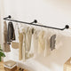 Black Wall Mounted Clothes Rack 175cm | Metal Floating Shelf with Hooks