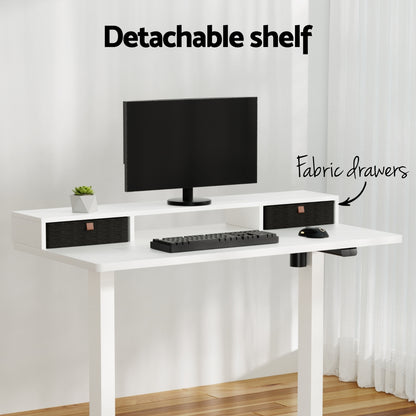 120CM Electric Standing Desk with Drawer Shelf | Height Adjustable Sit-Stand Office Table – White