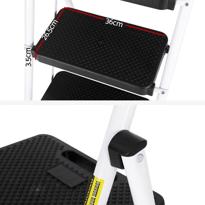 Giantz 4 Step Ladder – Multi-Purpose Folding Steel Platform with Safety Handle (150kg Capacity)