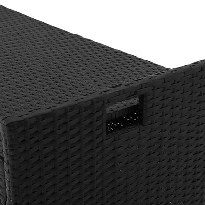 Close-up of handwoven PE rattan weave on Gardeon outdoor storage bench UV resistant black wicker