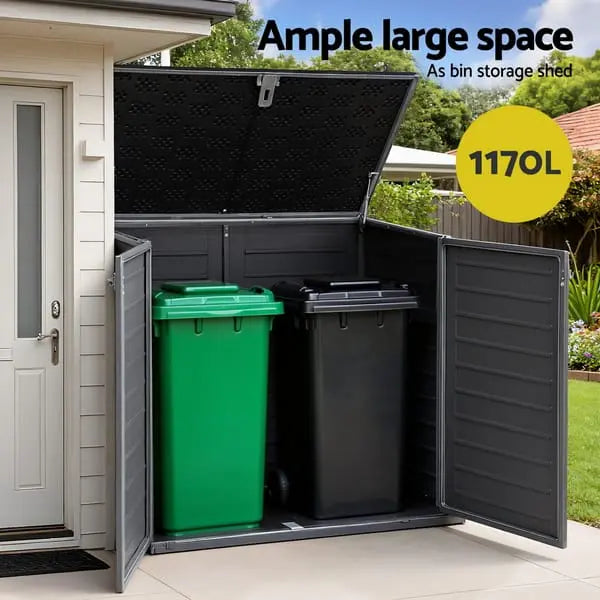 1170L Outdoor Storage Cabinet - Large Lockable Garden Storage Shed
