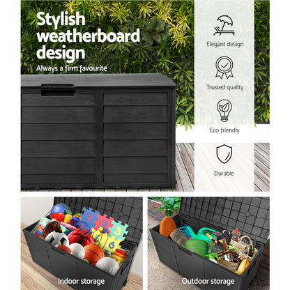 🔒 290L Outdoor Storage Box Australia | Lockable Weatherproof Garden Container - Black