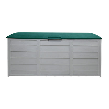 290L Outdoor Storage Box – Green Lockable Garden Deck Organizer with Wheels