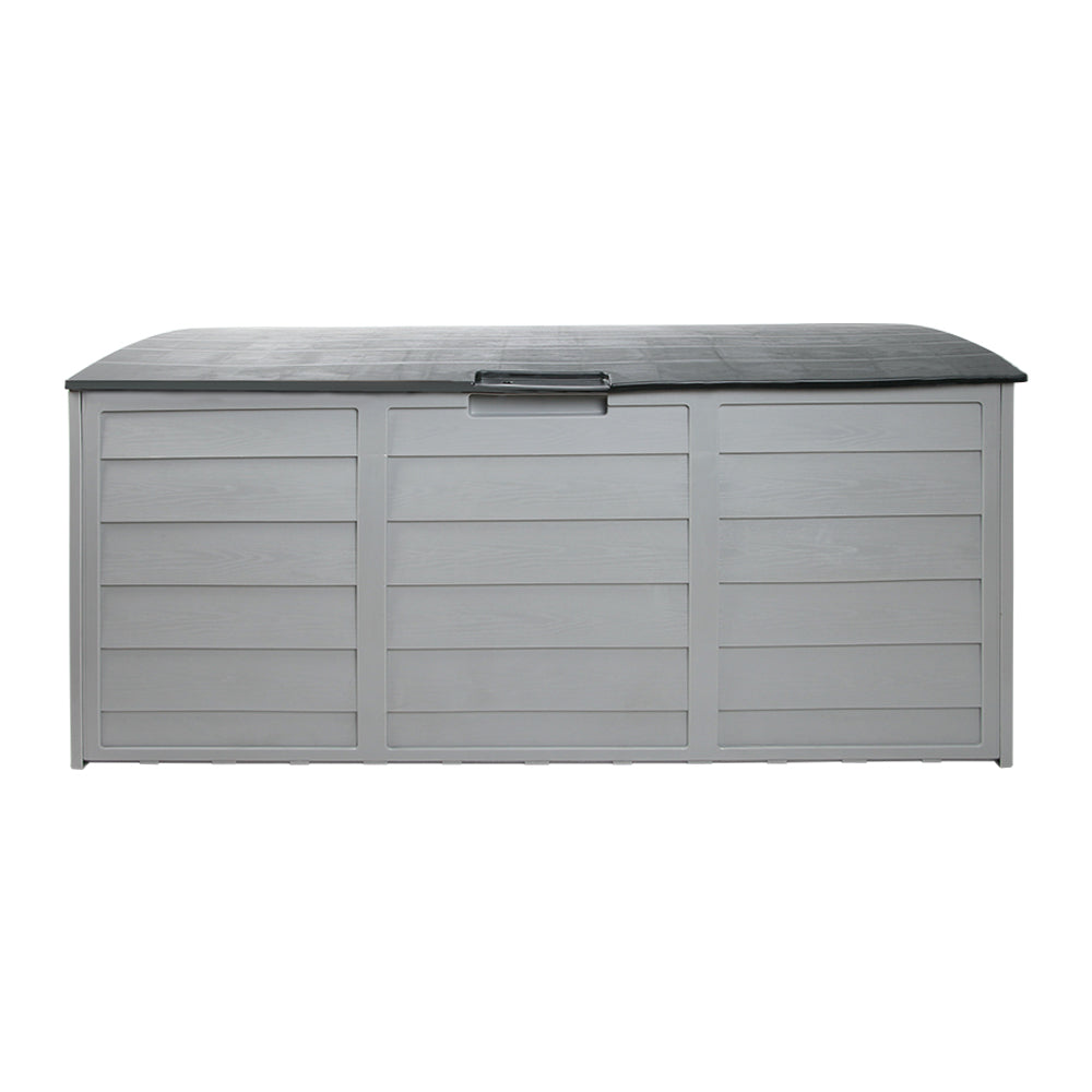 Outdoor Storage Box 290L – Grey Deck Organizer with Lockable Lid & Wheels