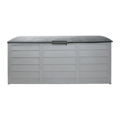 Outdoor Storage Box 290L – Grey Deck Organizer with Lockable Lid & Wheels