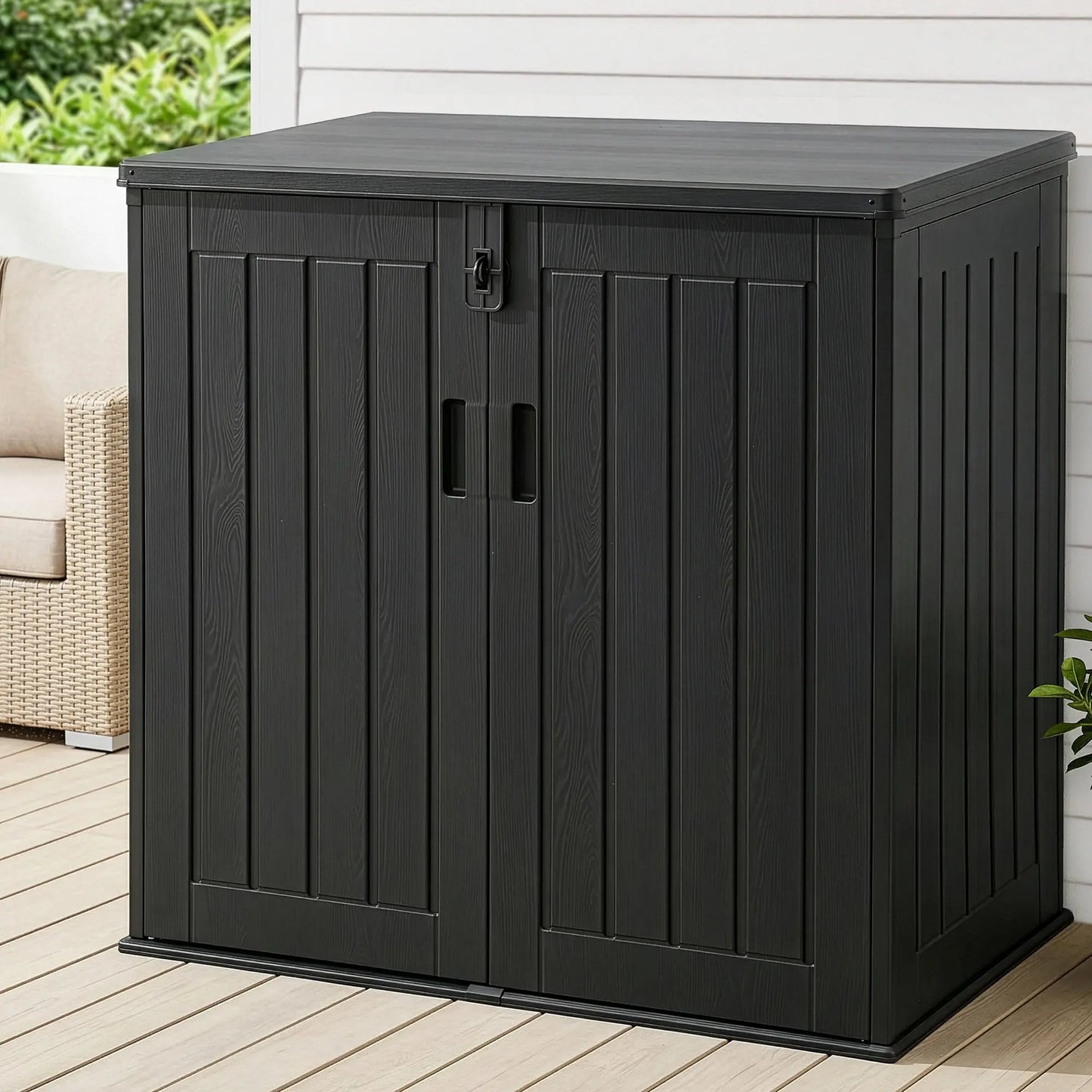 Large lockable outdoor storage box in Australian garden patio setting