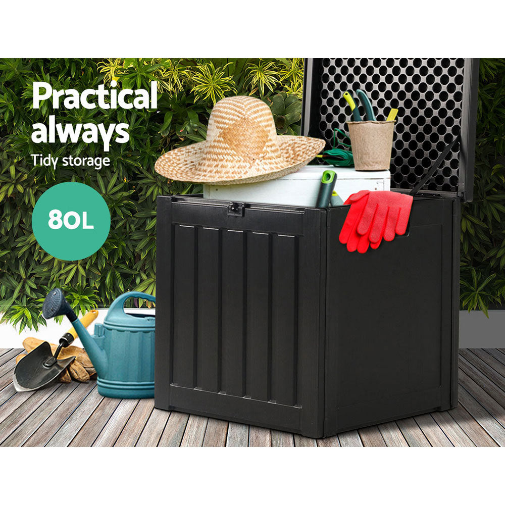 80L Outdoor Storage Box | Compact Lockable Garden Bench | Rattan Design Australia