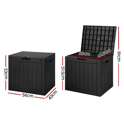 Gardeon Outdoor Storage Box 118L – Weatherproof Black Garden Bench with Lockable Lid