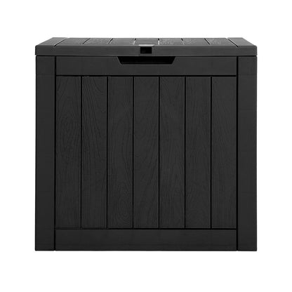 Gardeon Outdoor Storage Box 118L – Weatherproof Black Garden Bench with Lockable Lid