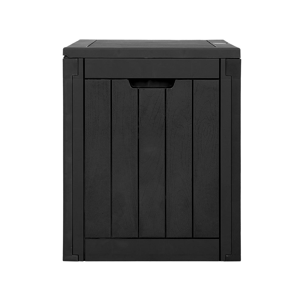 Gardeon Outdoor Storage Box 118L – Weatherproof Black Garden Bench with Lockable Lid