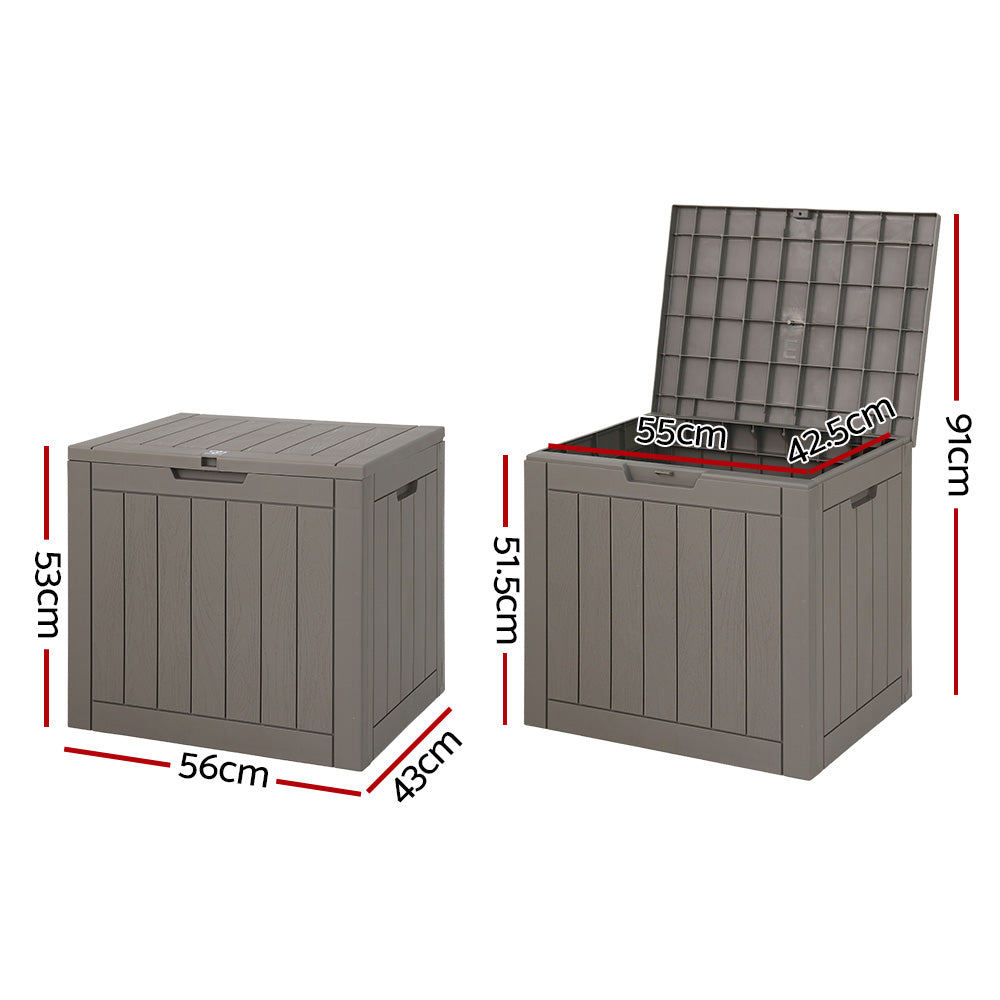 118L Outdoor Storage Box – Lockable Weatherproof Garden Container & Bench Seat (Grey)