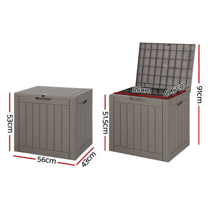 118L Outdoor Storage Box – Lockable Weatherproof Garden Container & Bench Seat (Grey)