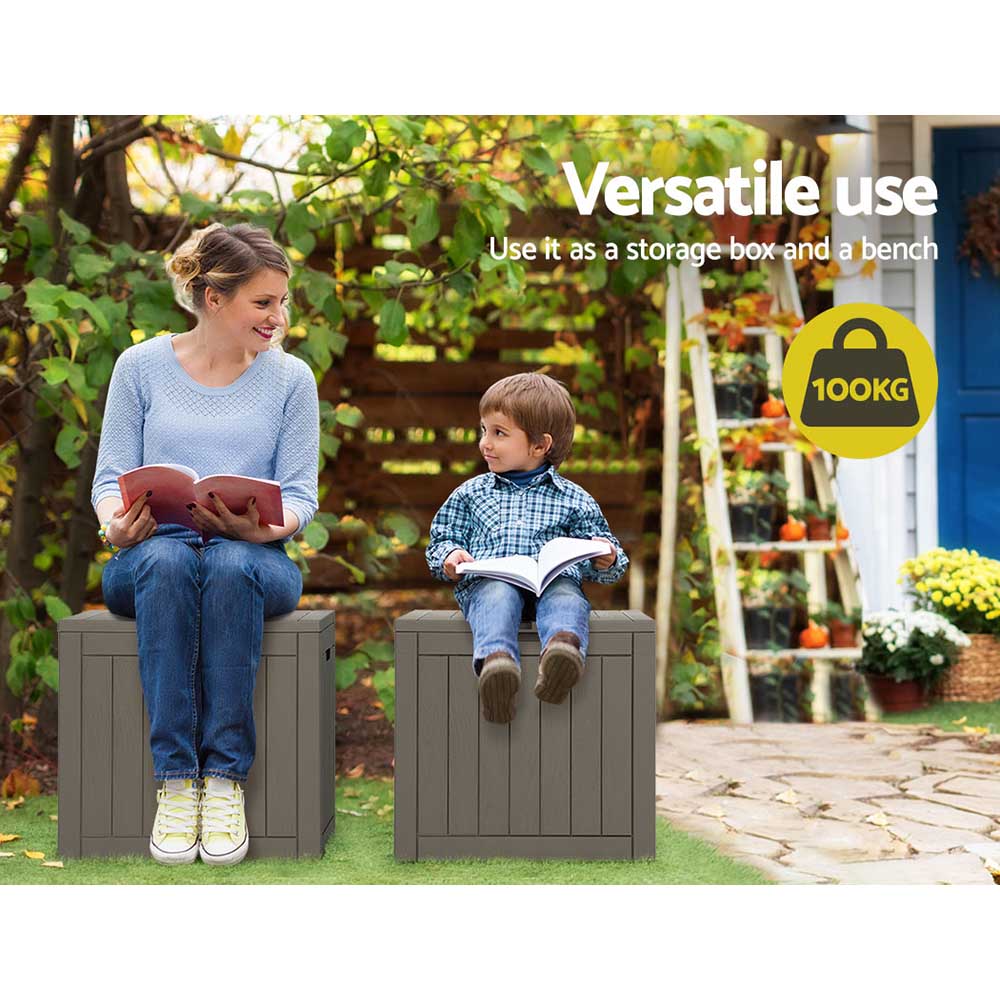 118L Outdoor Storage Box – Lockable Weatherproof Garden Container & Bench Seat (Grey)