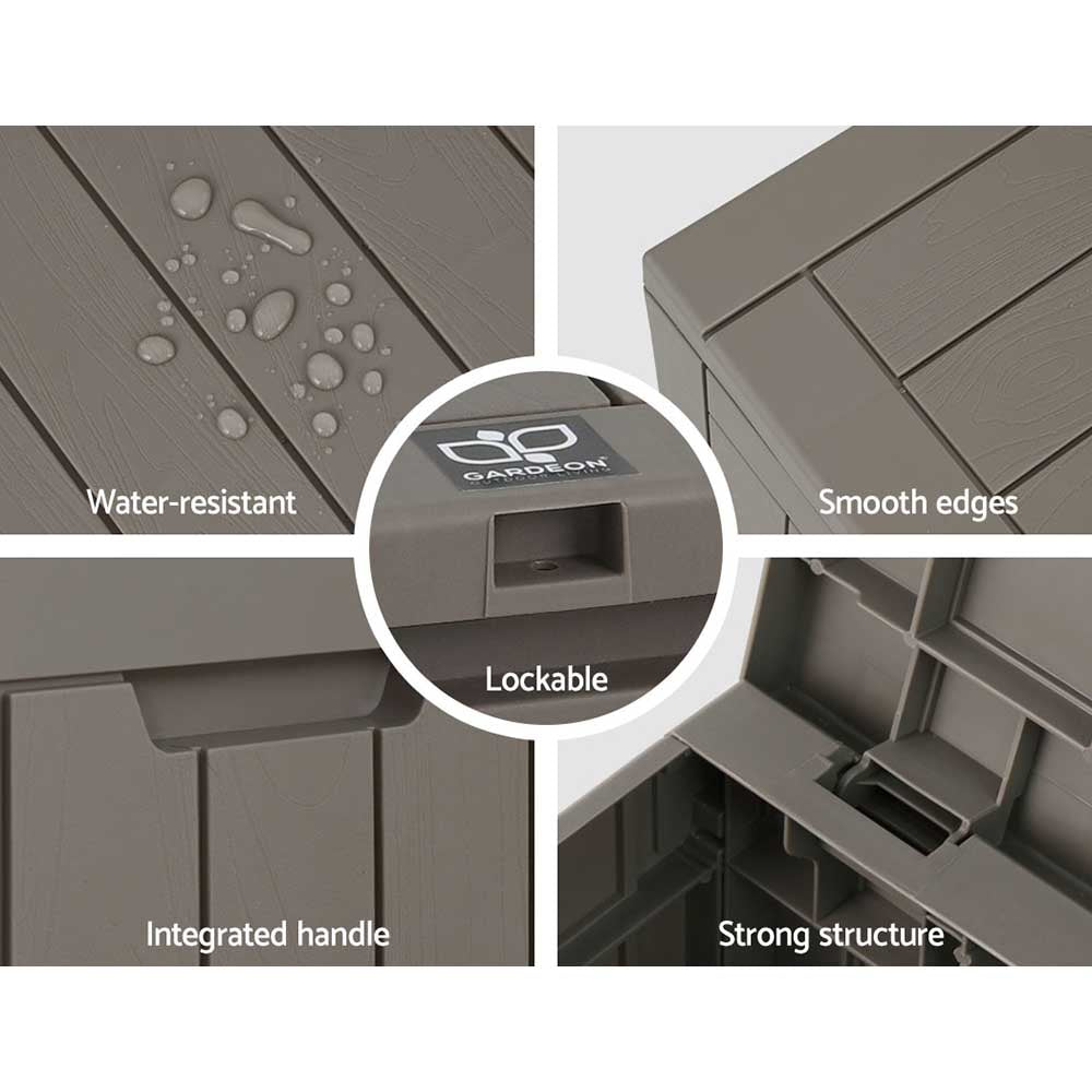 118L Outdoor Storage Box – Lockable Weatherproof Garden Container & Bench Seat (Grey)