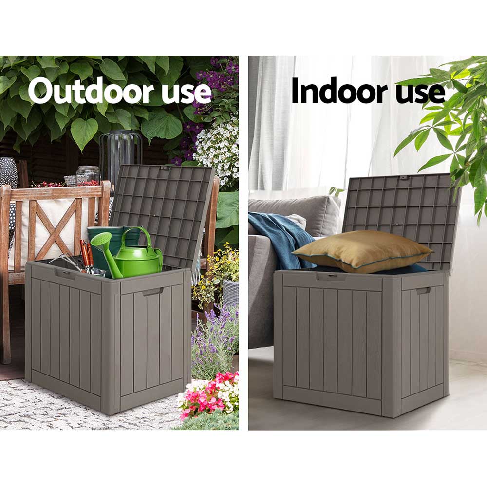 118L Outdoor Storage Box – Lockable Weatherproof Garden Container & Bench Seat (Grey)