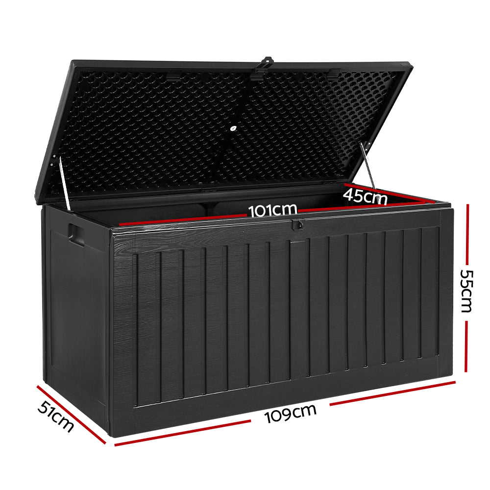 270L Outdoor Storage Box – Lockable Waterproof Garden Bench with Seat (Black)