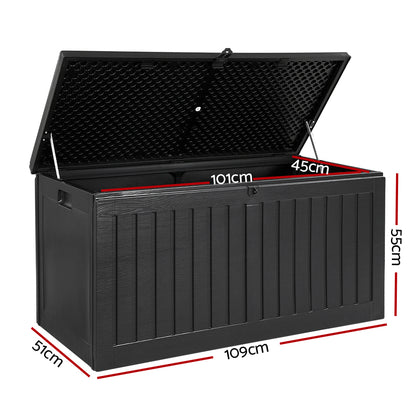 270L Outdoor Storage Box – Lockable Waterproof Garden Bench with Seat (Black)