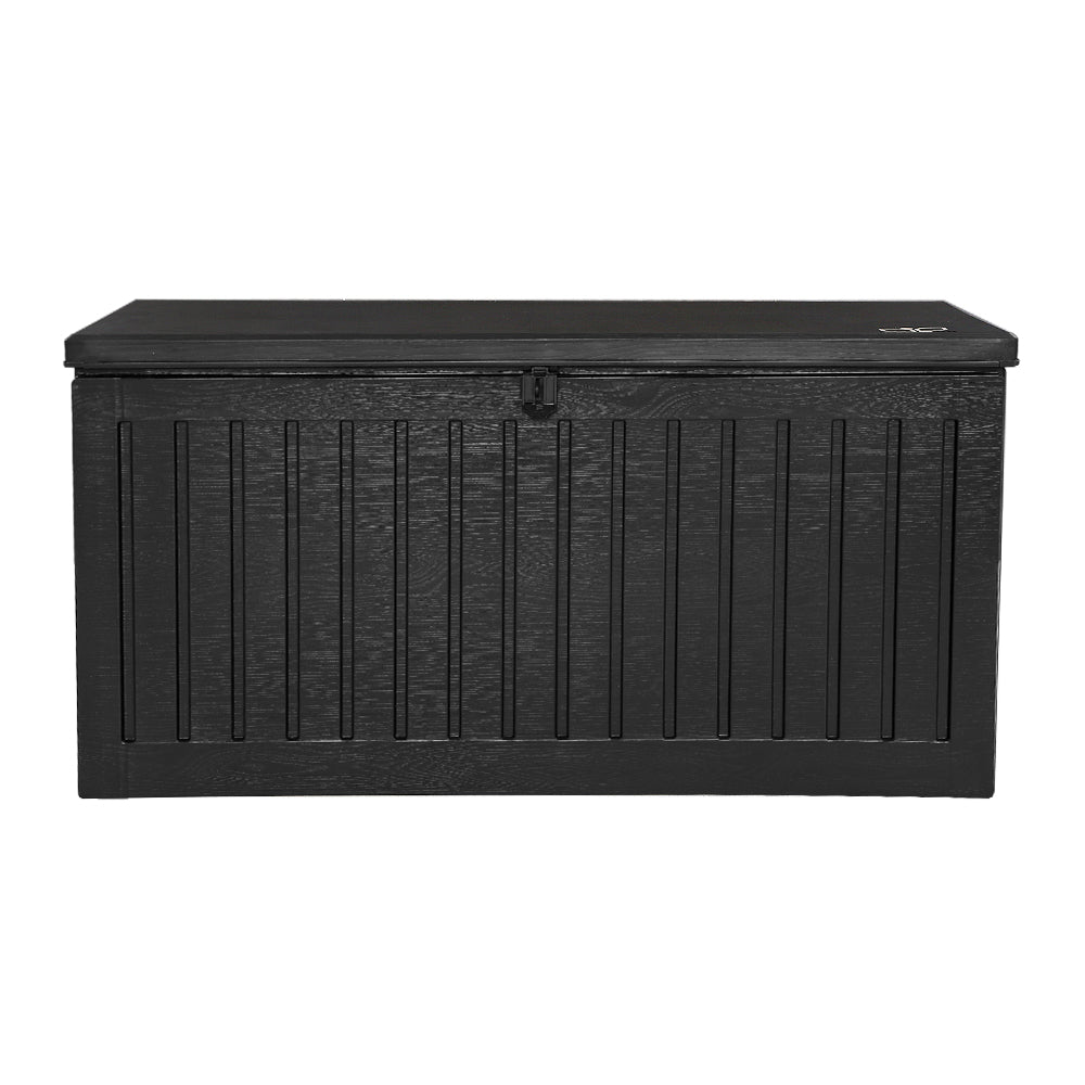 270L Outdoor Storage Box – Lockable Waterproof Garden Bench with Seat (Black)