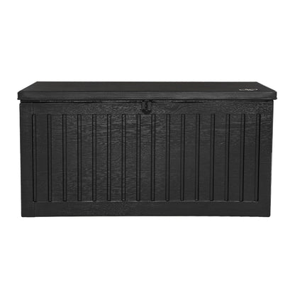 270L Outdoor Storage Box – Lockable Waterproof Garden Bench with Seat (Black)