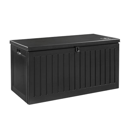 270L Outdoor Storage Box – Lockable Waterproof Garden Bench with Seat (Black)