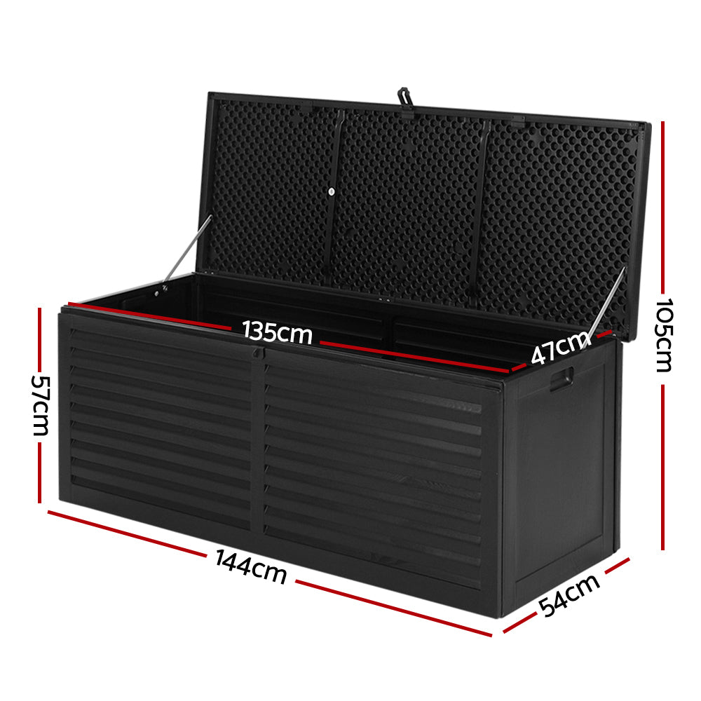 Outdoor Storage Box 390L – Lockable Waterproof Garden Bench, Black