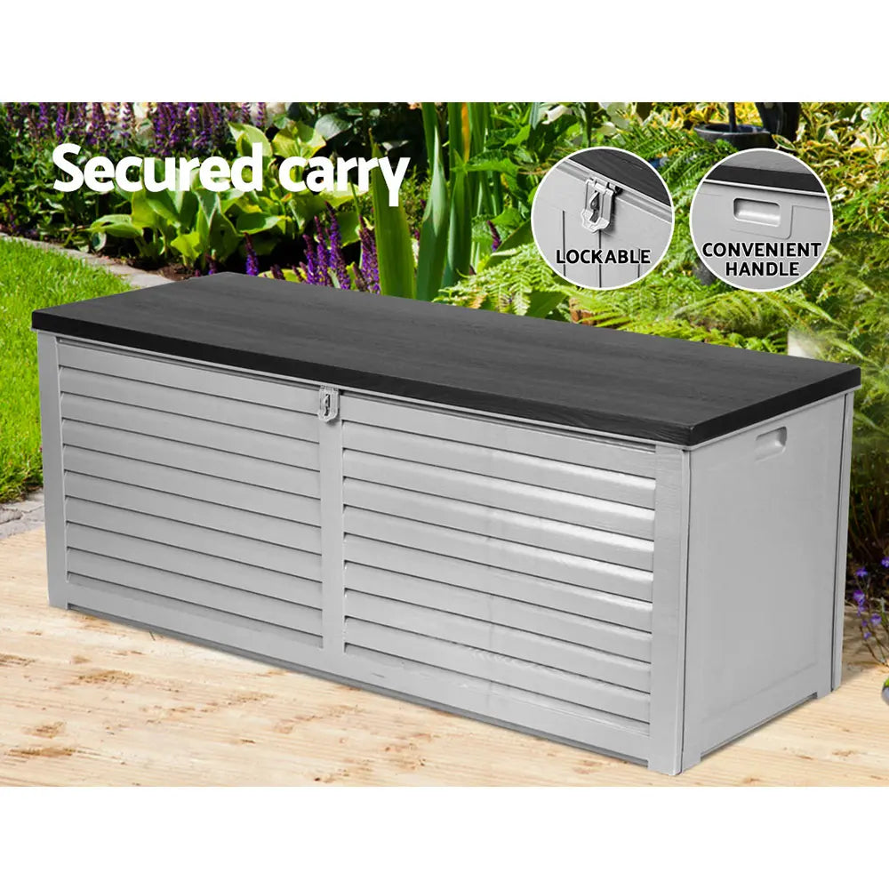 390L Outdoor Storage Box Bench Seat | Lockable Weatherproof Garden Storage Australia