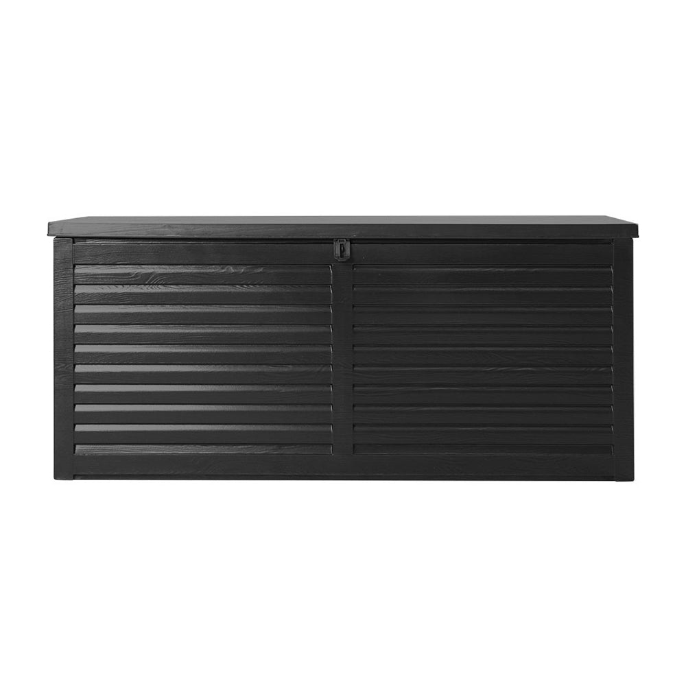490L Outdoor Storage Box – Lockable Garden Bench & Weatherproof Container (All Black)