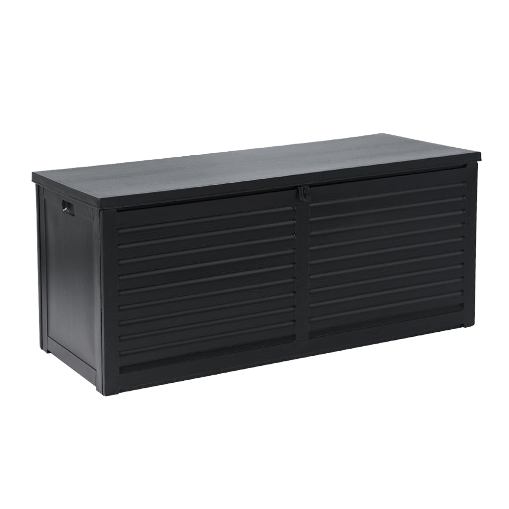 490L Outdoor Storage Box – Lockable Garden Bench & Weatherproof Container (All Black)