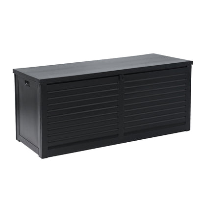 490L Outdoor Storage Box – Lockable Garden Bench & Weatherproof Container (All Black)