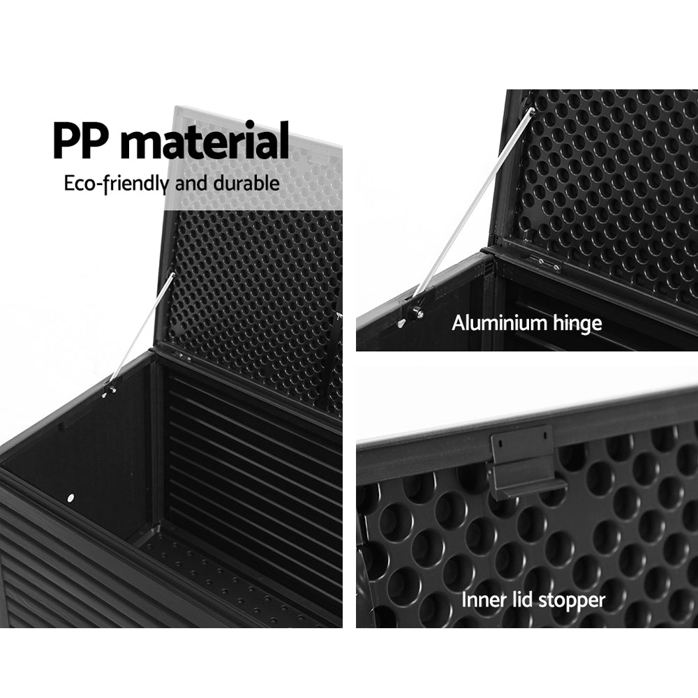 490L Outdoor Storage Box – Lockable Garden Bench & Weatherproof Container (All Black)
