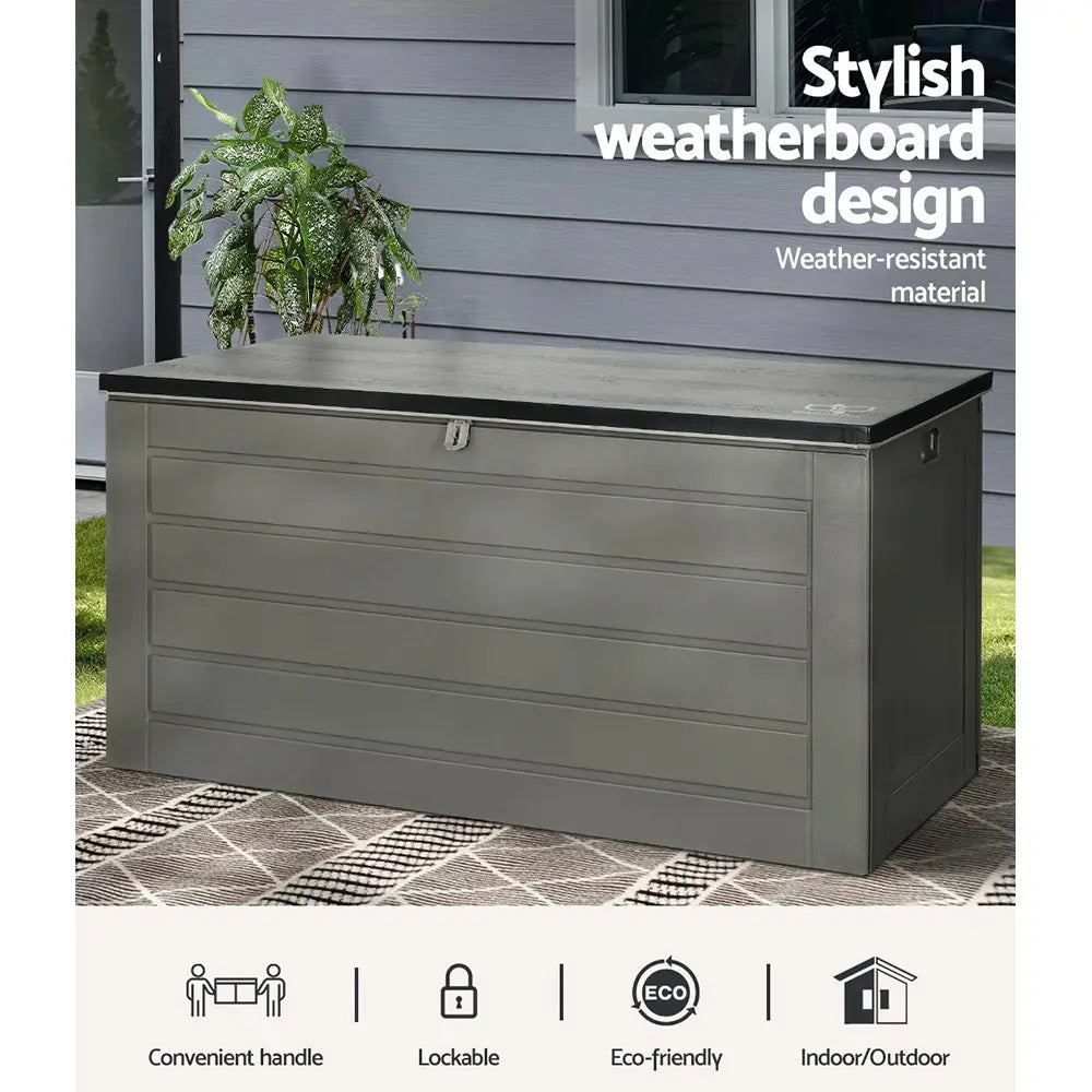 680L Outdoor Storage Box with Bench Seat - Lockable Garden Storage
