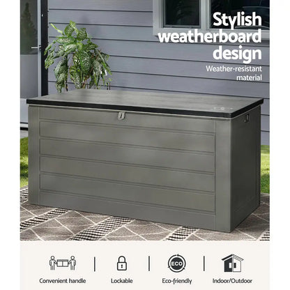680L Outdoor Storage Box with Bench Seat - Lockable Garden Storage