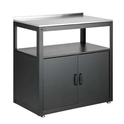 Gardeon Potting Bench with Storage Cabinet - Stainless Steel Top Garden Workbench, Black