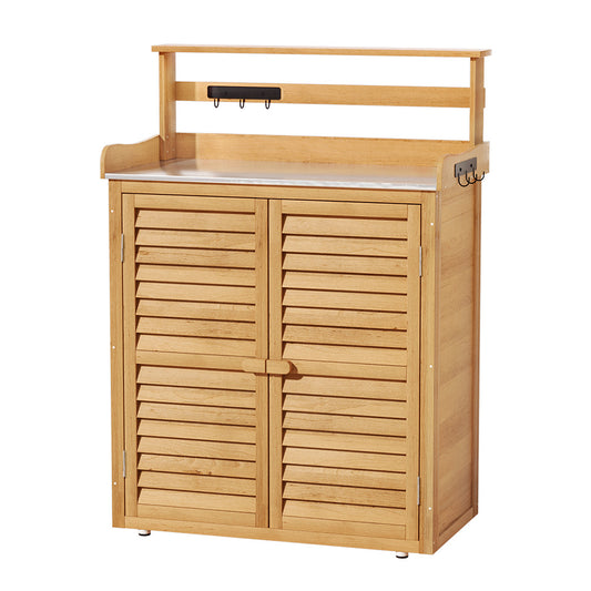 Gardeon Outdoor Wooden Garden Storage Cabinet with Potting Bench – 2-in-1 Weatherproof Shed & Worktable