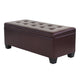97cm Brown Leather Storage Ottoman Bench – Solid Wood | Smart Storage AU