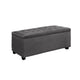 Premium Grey Linen Ottoman Bench with Storage | 97cm Solid Wood Frame