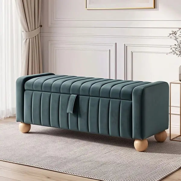 Artiss velvet ottoman styled as extra seating in a living room