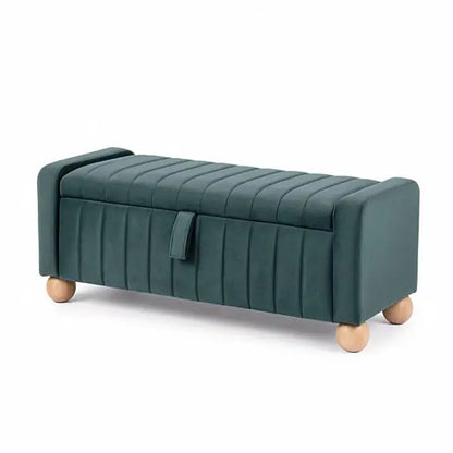Artiss green velvet storage ottoman bench, front view