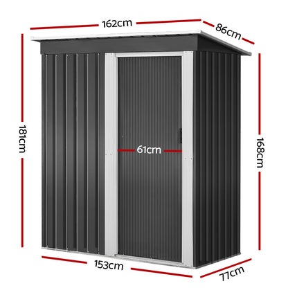 1.62x0.86M Metal Garden Shed – Outdoor Storage Tool House with Sliding Door, Grey