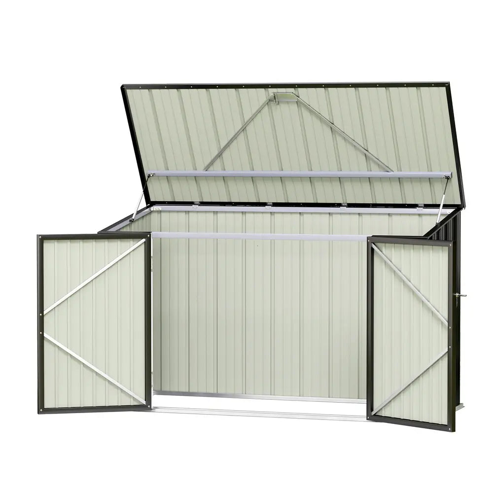 Giantz grey garden shed 2.22x0.91M with double doors for bike storage